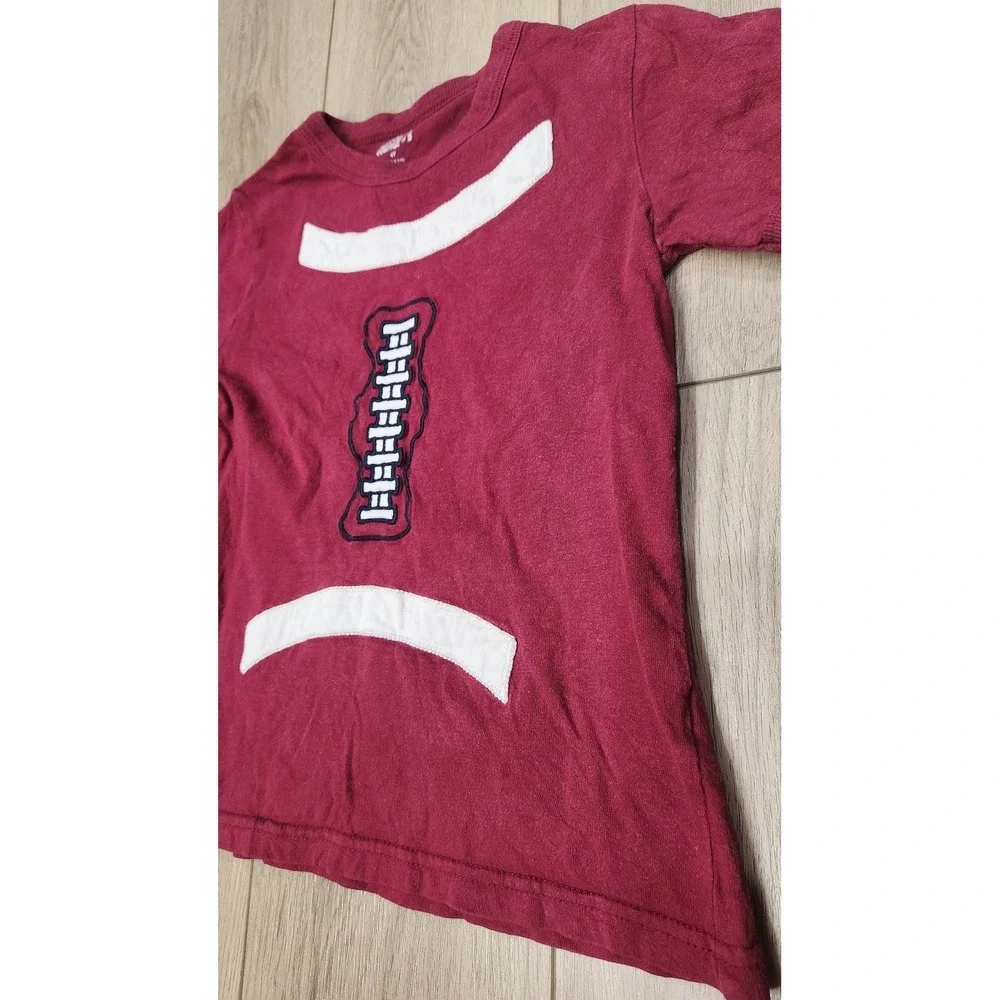 Boys Girls Kids Football 100% Cotton Applique T-Shirt Size 4T Burgundy Gymboree